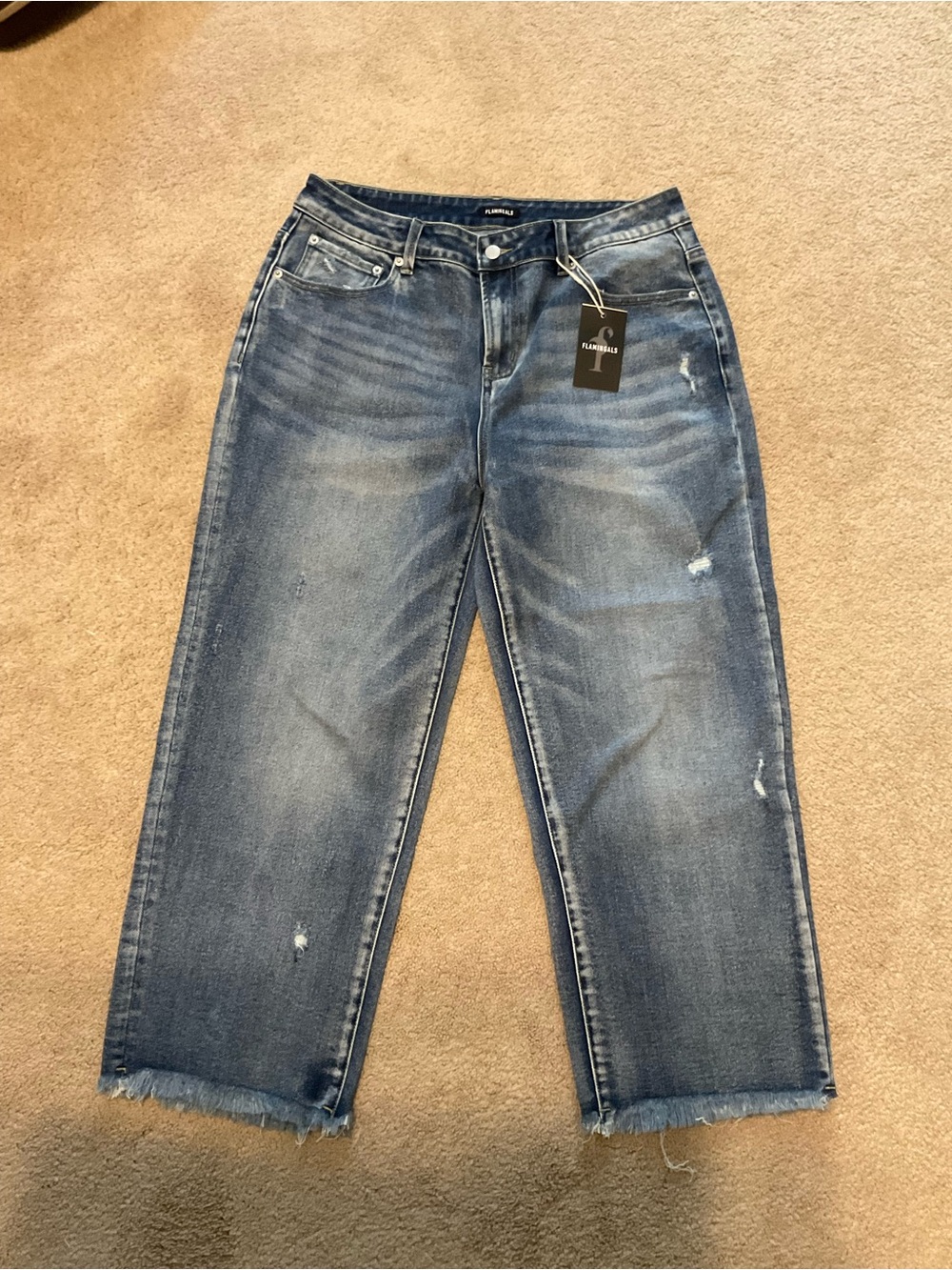 Flamingals Women's Cropped Ankle Jeans in Medium Blue